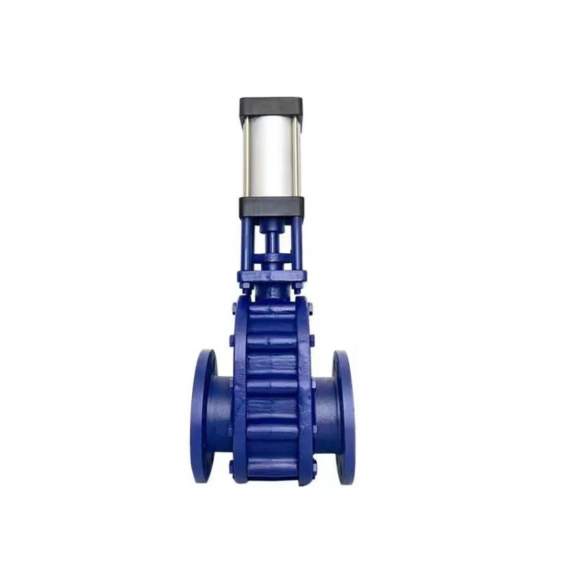 Pneumatic ceramic double gate valve Z644TC-10C-DN200 flange connection nominal pressure 10bar