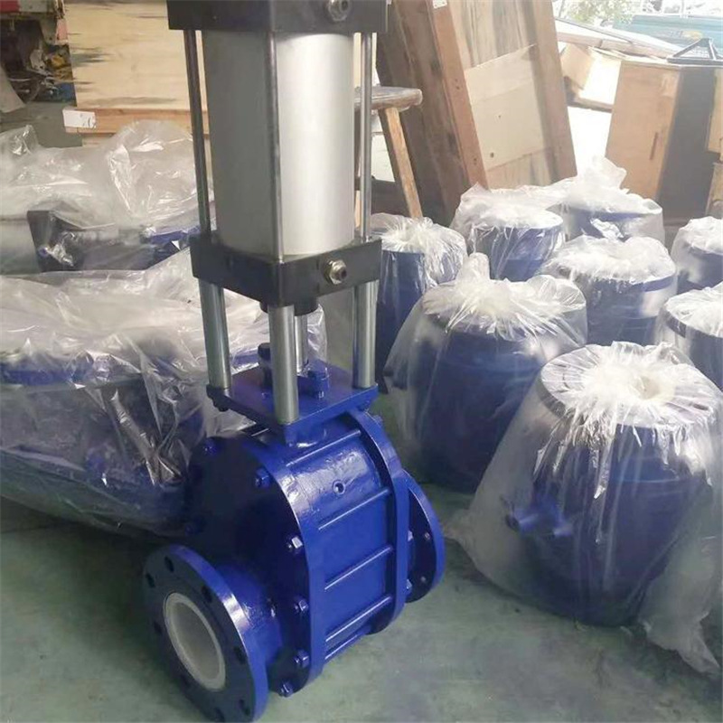 Pneumatic ceramic double gate valve Z644TC-10C-DN200 flange connection nominal pressure 10bar