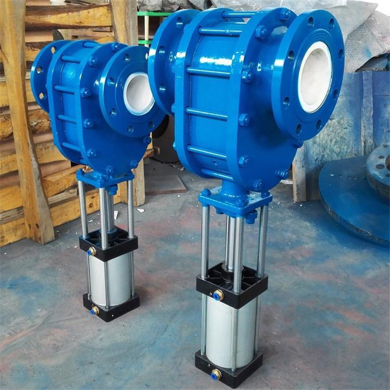 Pneumatic ceramic double gate valve Z644TC-10C-DN200 flange connection nominal pressure 10bar