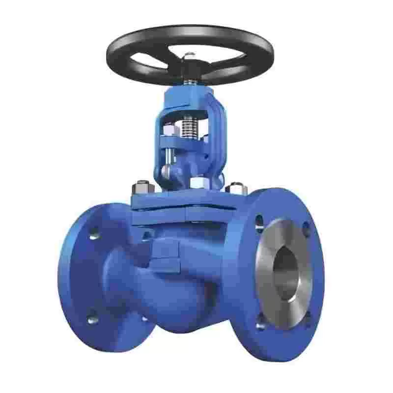 WJ641Y series pneumatic bellows globe valve WJ641Y-25C-DN80 Flange connection interface Carbon steel body nominal pressure 25bar double acting pneumatic sealing surface STL