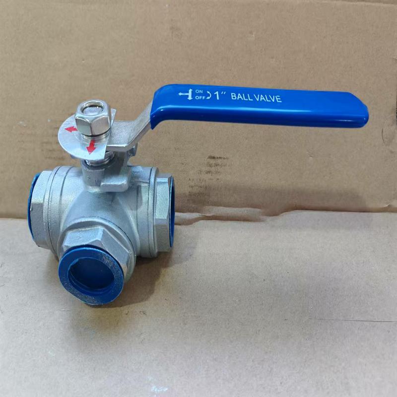 Three-way ball valve with internal thread