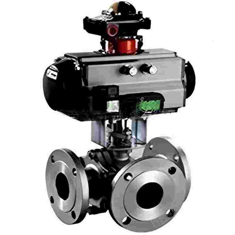 Q644 (5) Pneumatic three-way ball valve