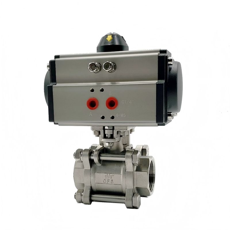 Q611F pneumatic three-piece ball valve with internal thread