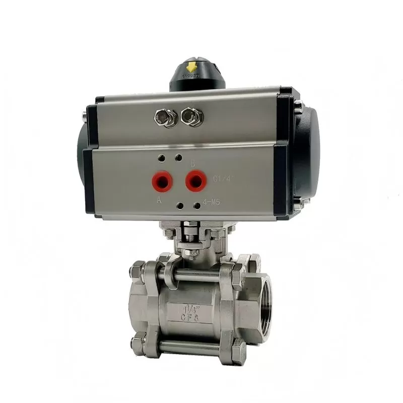 Q611F pneumatic three-piece ball valve with internal thread