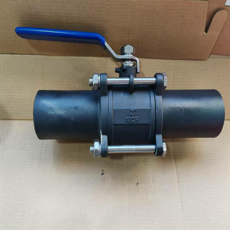 Three-piece lengthened welded ball valve